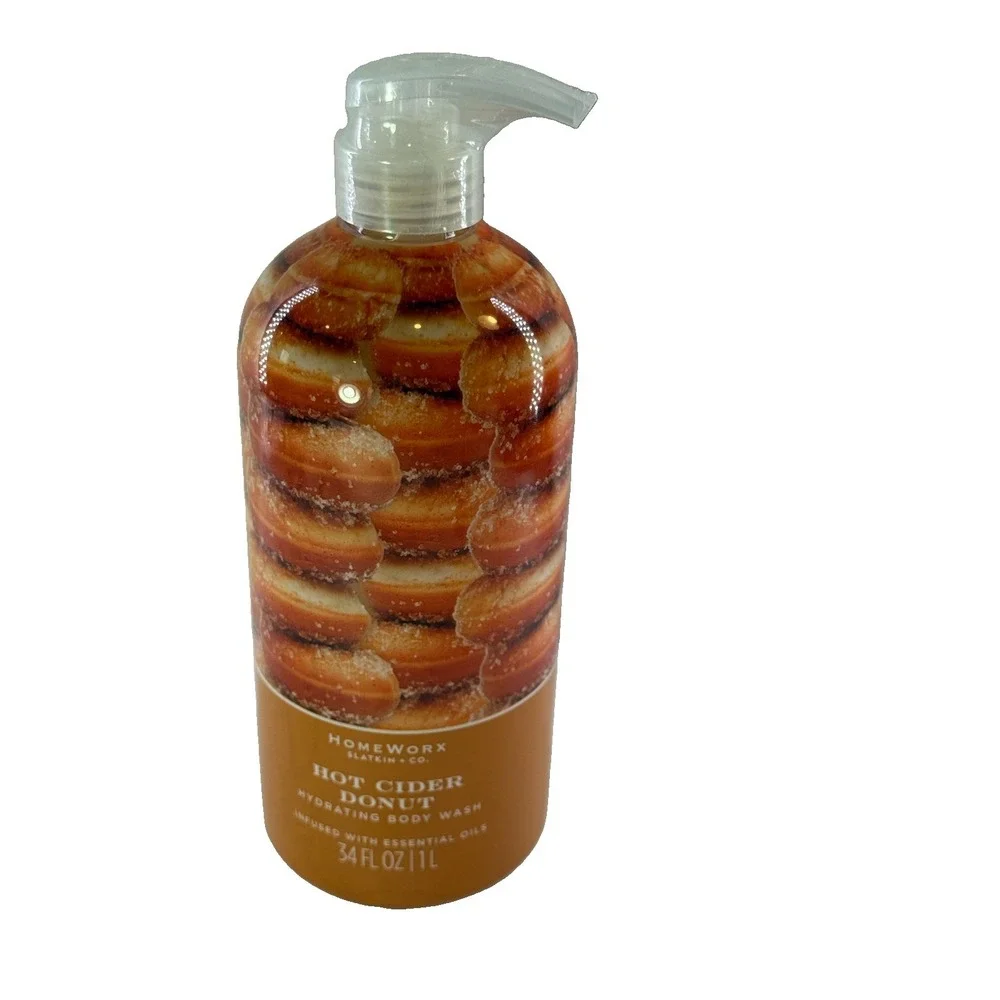 HomeWorx Slatkin Hot Cider Donut Hydrating Body Wash 34 oz Large Pump Bottle